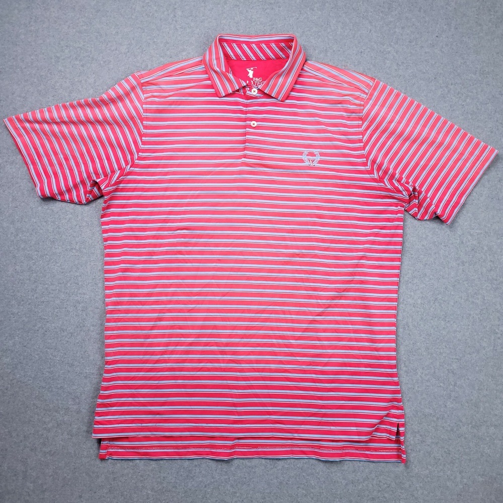 Fairway & Green Polo Shirt Mens Large Golf Performance Tech Pink Stripe